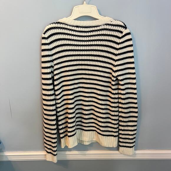 LE3NO Navy White Striped Sweater Size Large Preloved - Picture 8 of 12